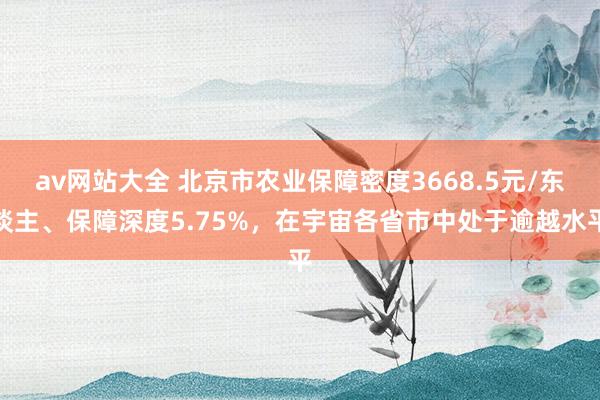 av网站大全 北京市农业保障密度3668.5元/东谈主、保障深度5.75%，在宇宙各省市中处于逾越水平