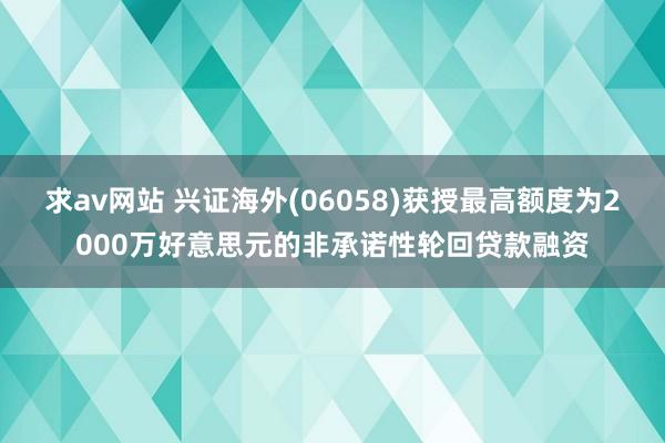 求av网站 兴证海外(06058)获授最高额度为2000万好意思元的非承诺性轮回贷款融资