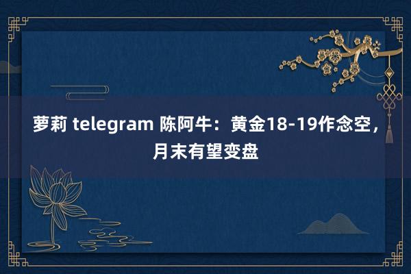 萝莉 telegram 陈阿牛：黄金18-19作念空，月末有望变盘