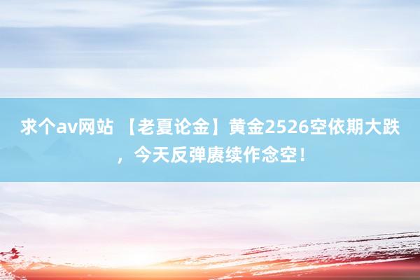 求个av网站 【老夏论金】黄金2526空依期大跌，今天反弹赓续作念空！