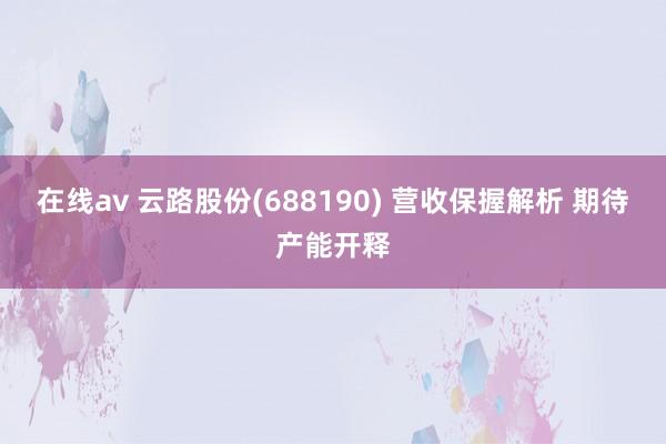 在线av 云路股份(688190) 营收保握解析 期待产能开释