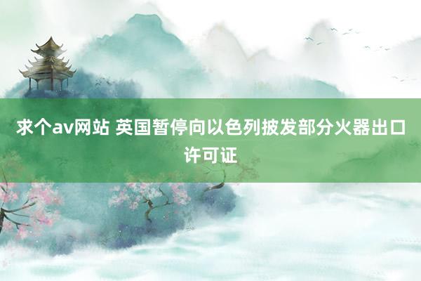 求个av网站 英国暂停向以色列披发部分火器出口许可证