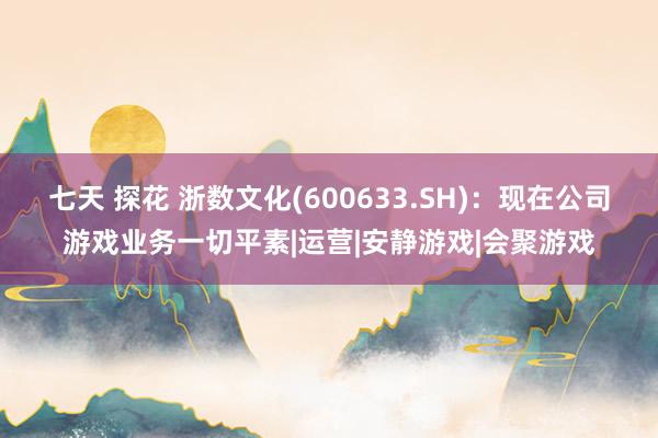 七天 探花 浙数文化(600633.SH)：现在公司游戏业务一切平素|运营|安静游戏|会聚游戏